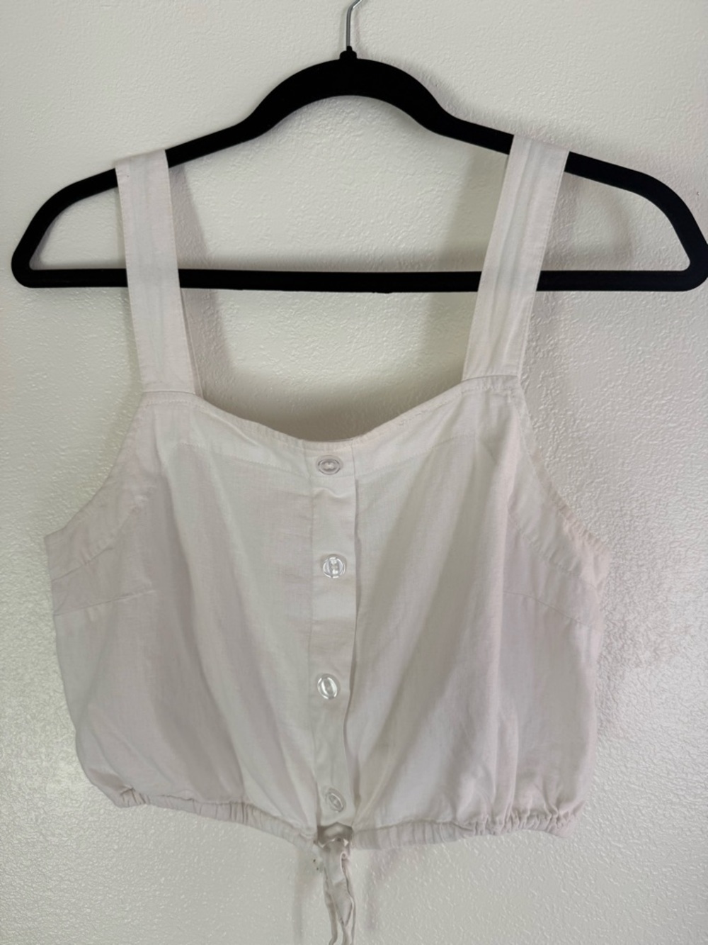 a new day White Button-Front Cropped Tank